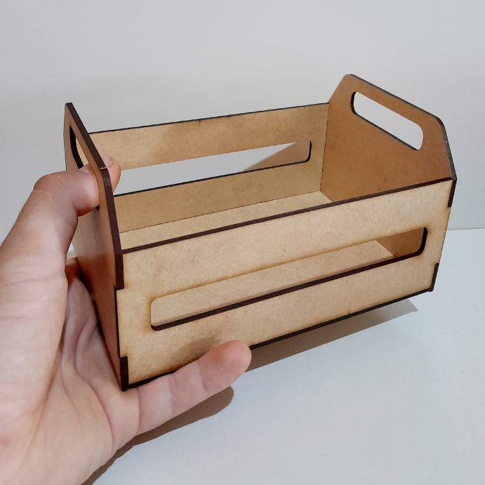 Kit 10 Caixotinhos 18x12x10 Modelo Liso Vazado - Feliz Dia das Mâes - Dia dos Namorados - Pascoa - mini caixote Cestinha Cesta caixas de feira MDF - Presentes Datas Especiais Lembrancinha
