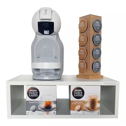 Nicho Prateleira Para Cafeteira Cápsulas Dolce Gusto Suporte Café Em Mdf Branco
