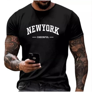 Camiseta Masculina New York Cheerful Algodão 100% Confortável Premium