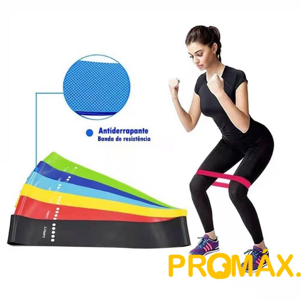Kit 5 Faixas Mini Band Exercícios Multifuncional Yoga Fisioterapia e Treino