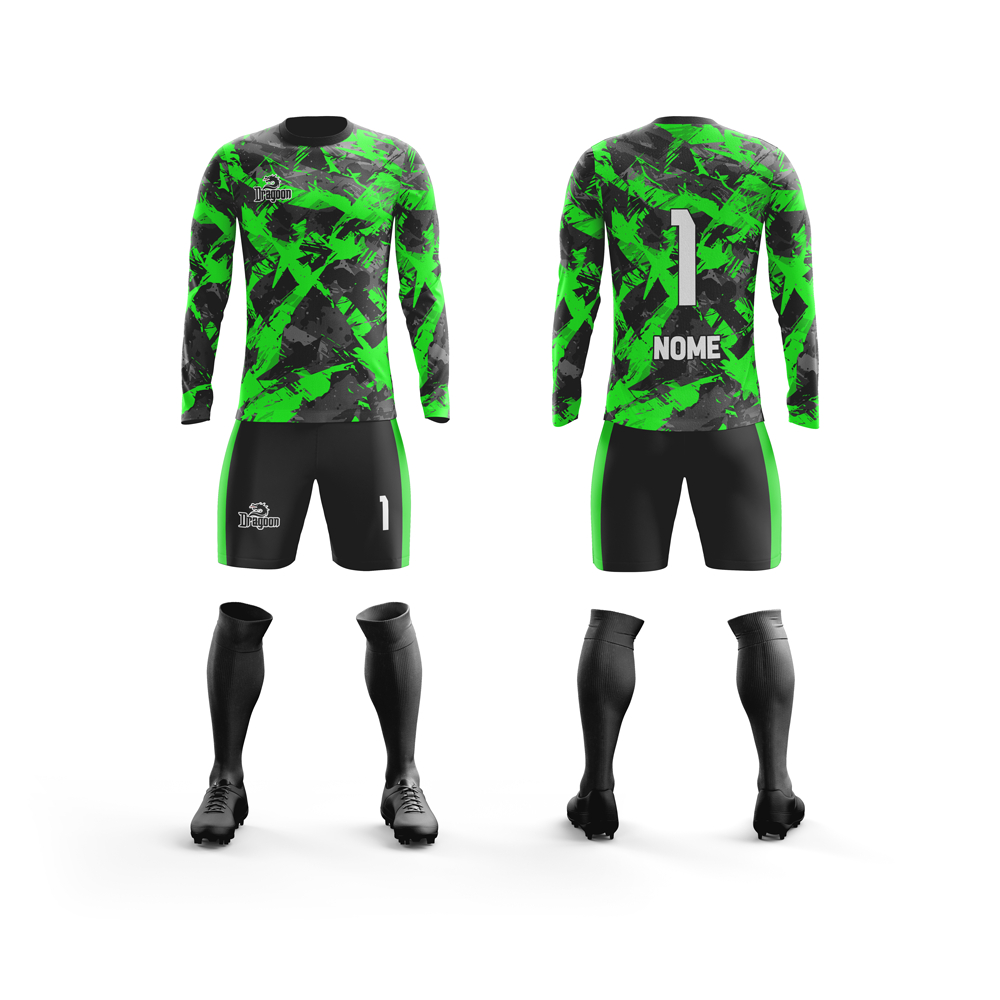 Camiseta uniforme goleiro kit camiseta calção e meião dry personalizado futebol