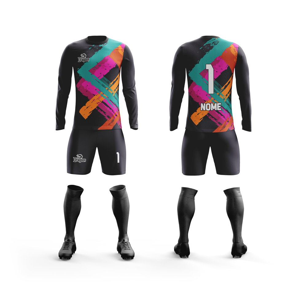 Camiseta uniforme goleiro kit camiseta calção e meião dry personalizado jogador futebol