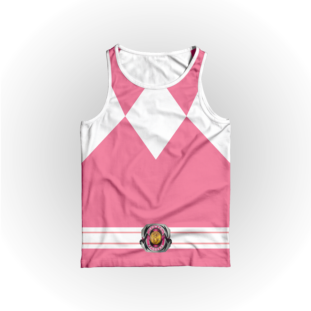 Camiseta Regata Power Ranger Rosa Geek Dry Alta Qualidade