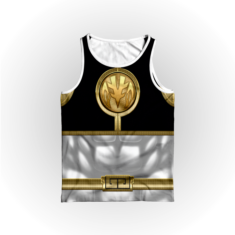 Camiseta Regata Power Ranger Branco Geek Dry Alta Qualidade