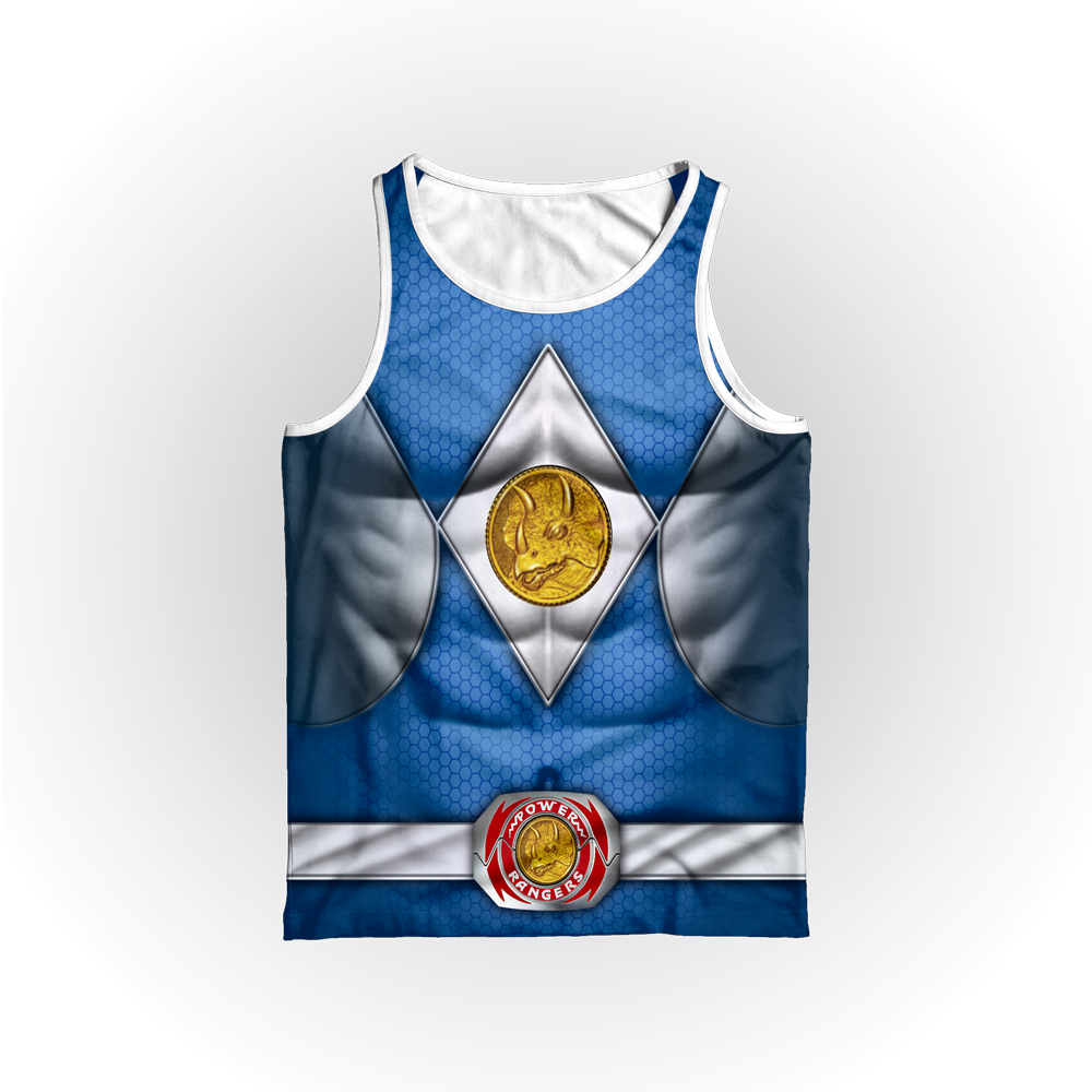 Camiseta Regata Power Ranger Azul 3D Geek Dry Alta Qualidade