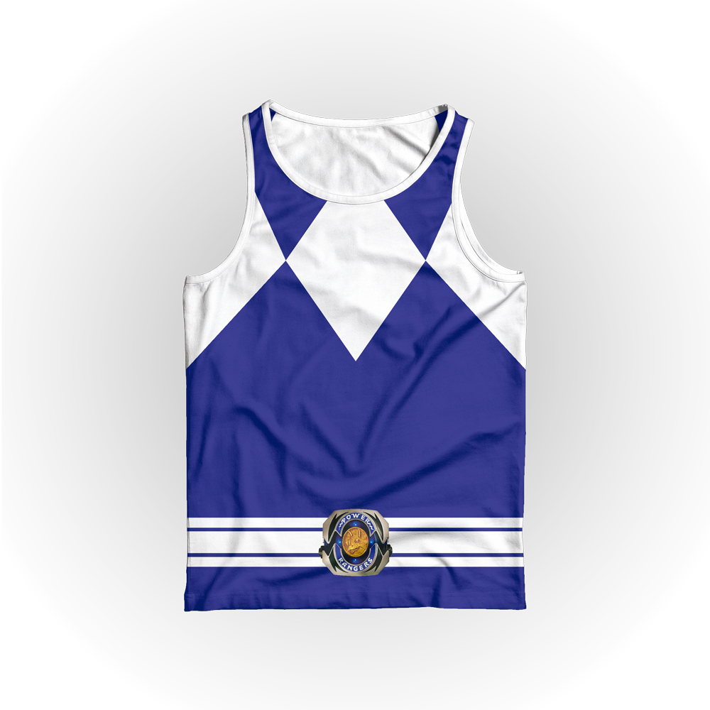Camiseta Regata Power Ranger Azul Geek Dry Alta Qualidade