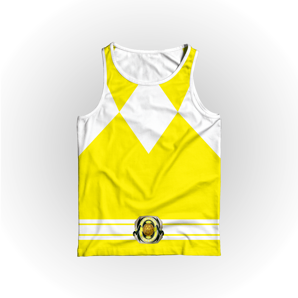 Camiseta Regata Power Ranger Amarelo Geek Dry Alta Qualidade