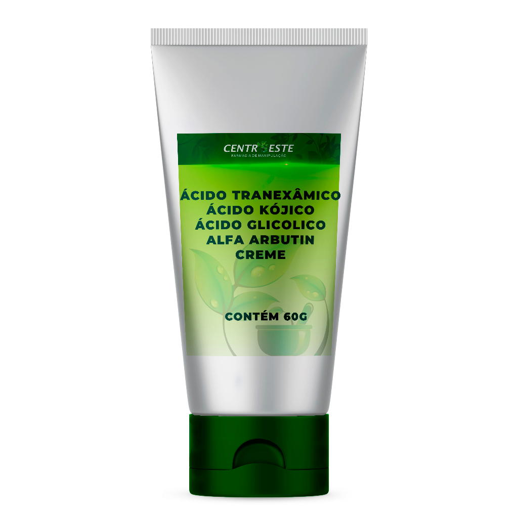 ÁCIDO TRANEXÂMICO 5% + ÁCIDO KÓJICO 5% + ÁCIDO GLICOLICO 2% + ALFA ARBUTIN 2% 60 GRAMAS CREME