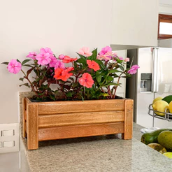 Jardineira Floreira de Madeira Ripada 30 x 16 cm Decorativa