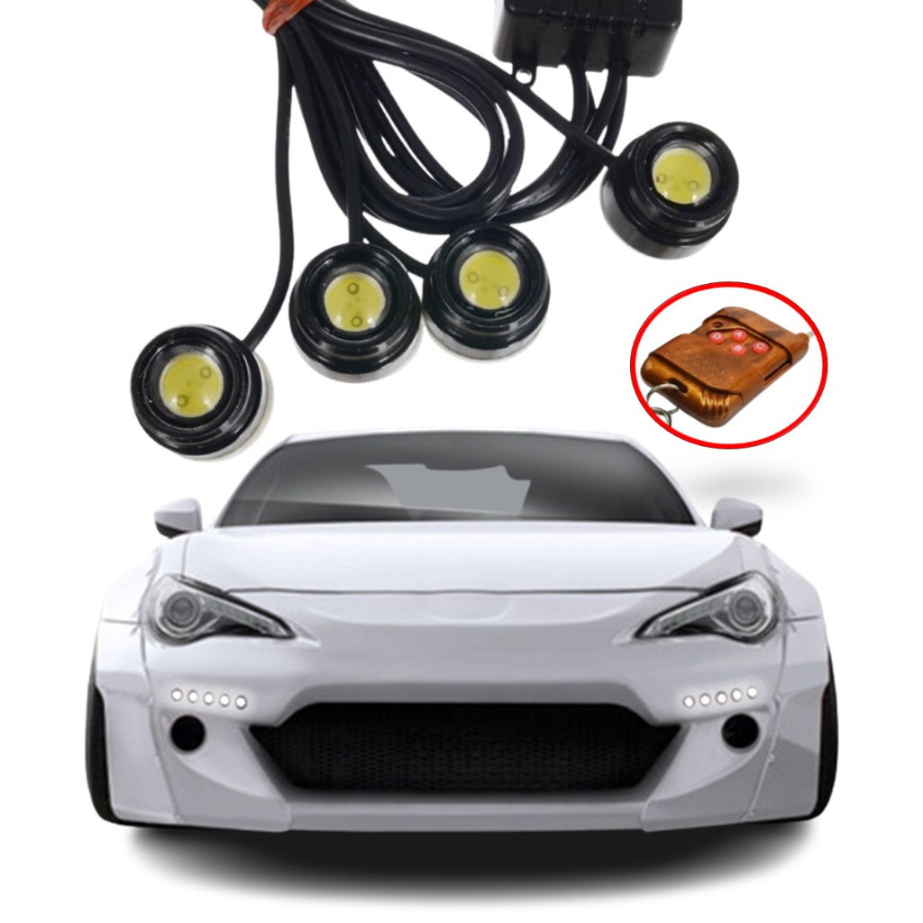 Kit Led Strobo Olho De Aguia + + Central Controladora de Efeitos a Distância Drl Parachoque 22mm Redondo Luz Diurna Automotiva Promoção Lançamento