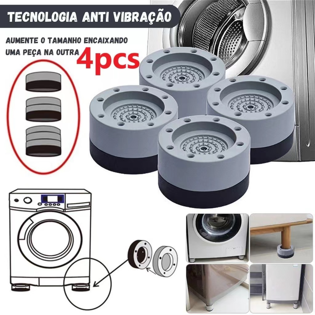 Detalhes do Pé Anti-vibração Para Máquina Lava E Seca Com 4 Unidades/Pé Nivelador Lava E Seca Suporte Secadora Anti Vibração Pé Nivelador Pé Lava e Seca Base Secadora Pé Máquina Lava e Seca