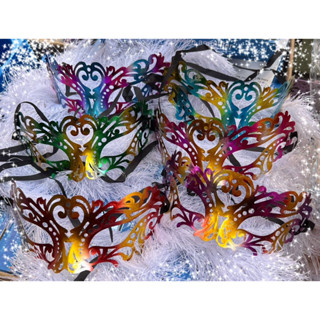 12 Máscara de Plástico Colorido Para Carnaval e Festa