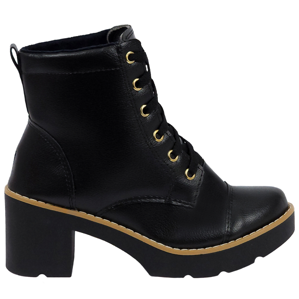 Coturno Sola De Vira Cano Alto Preto Sintético