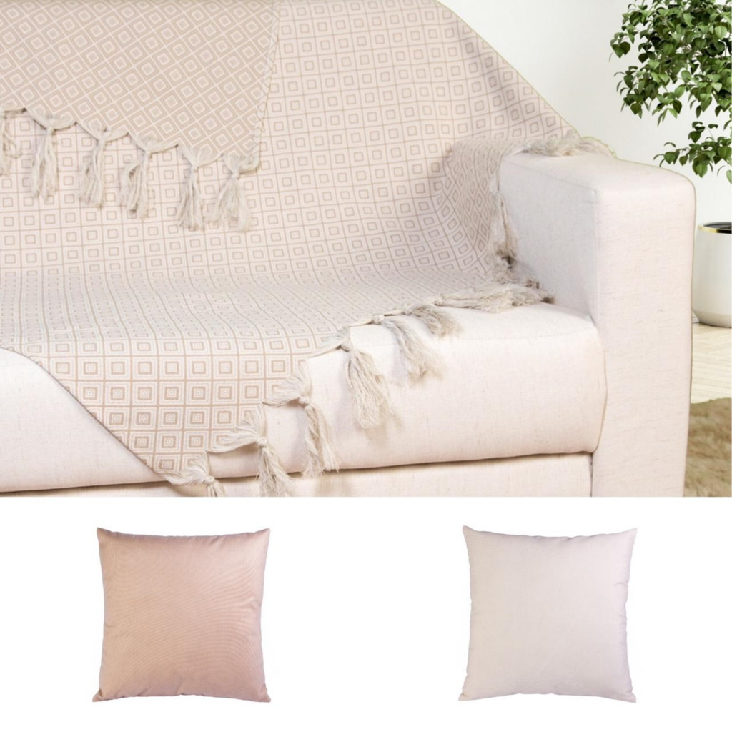 Kit Manta Protetora Para Sofá Jacquard 1,40x1,80 com 2 Capas de Almofada em Oferta na Shopee