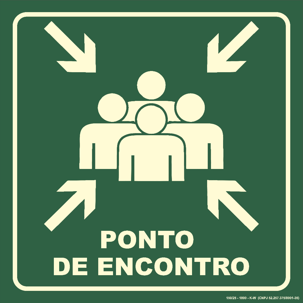 Placa Sinalização Ponto De Encontro Fotoluminescente 30x30 em Oferta na Shopee