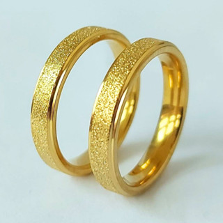 Par de alianças casamento noivado namoro jateada 4mm ouro aço inox