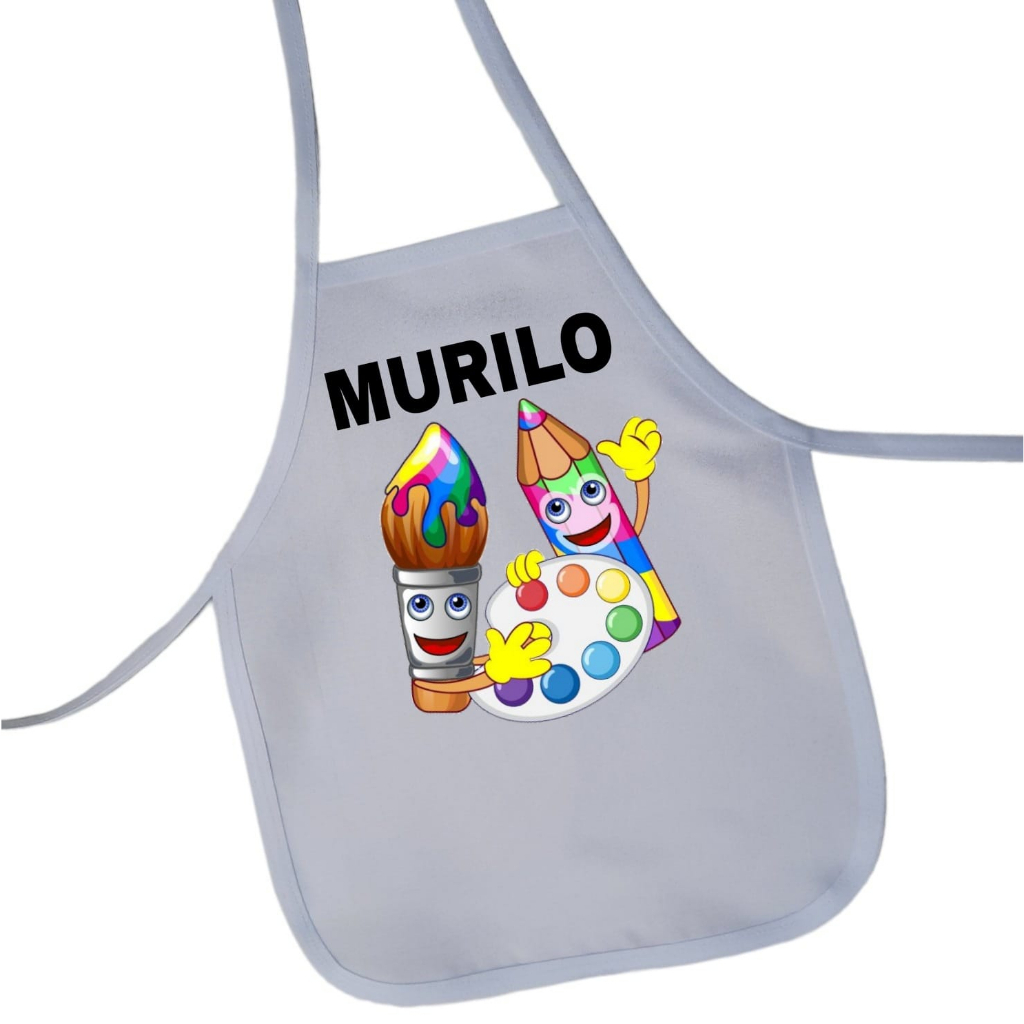 Avental Infantil em tecido Pintura Com Nome Personalizado (sem plástico)