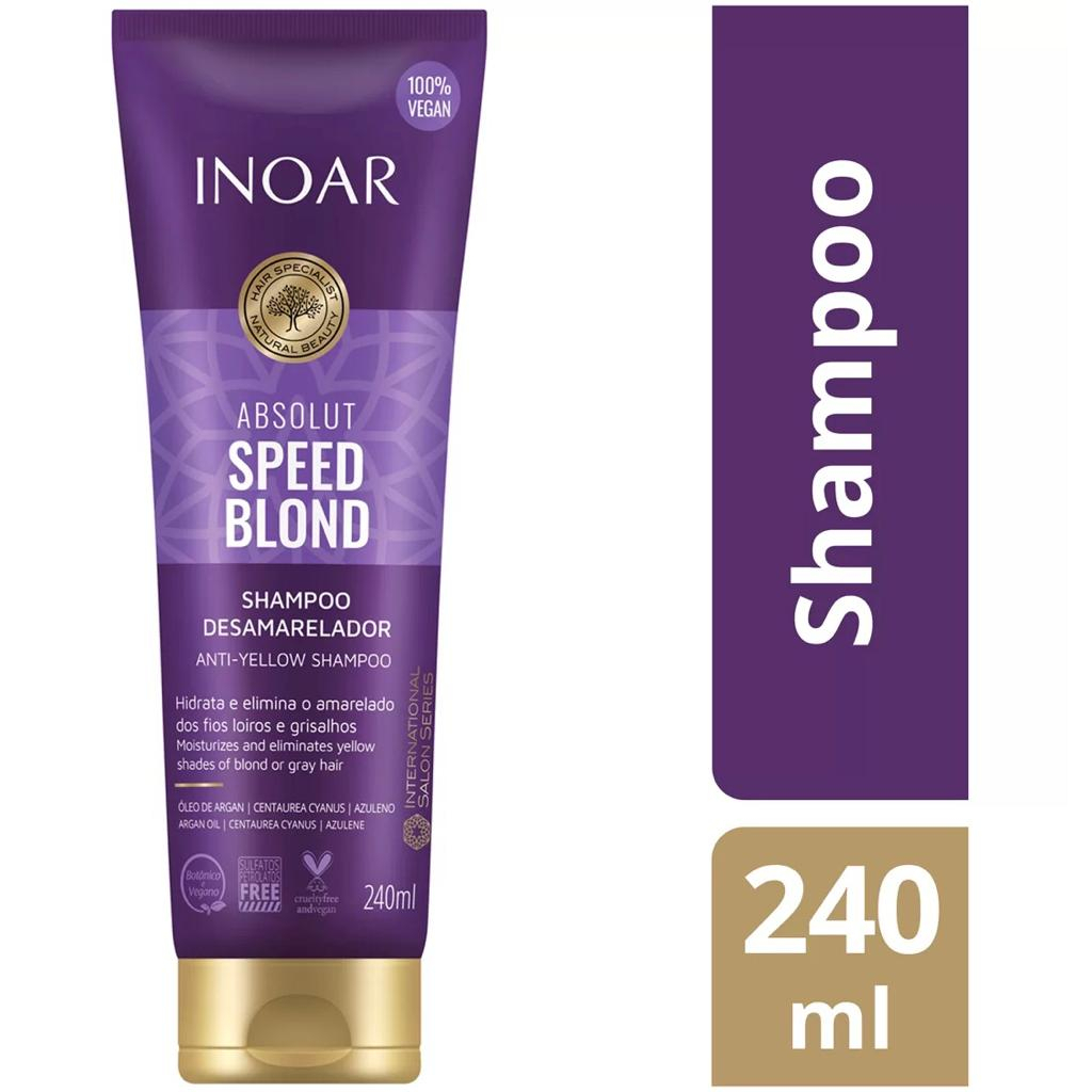 SHAMPOO BISNAGA INOAR SPEED BLOND DESAMARELADOR 240ML