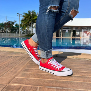 Tenis all star vermelho cano baixo convers