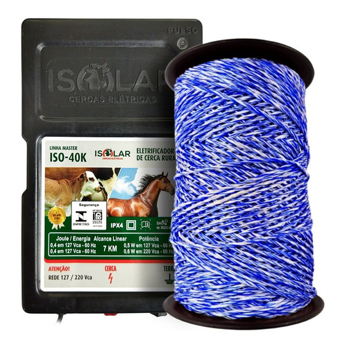 01 Cerca eletrica Isolar/Forteck + 500 m de Fio eletroplastico AZ em Oferta na Shopee