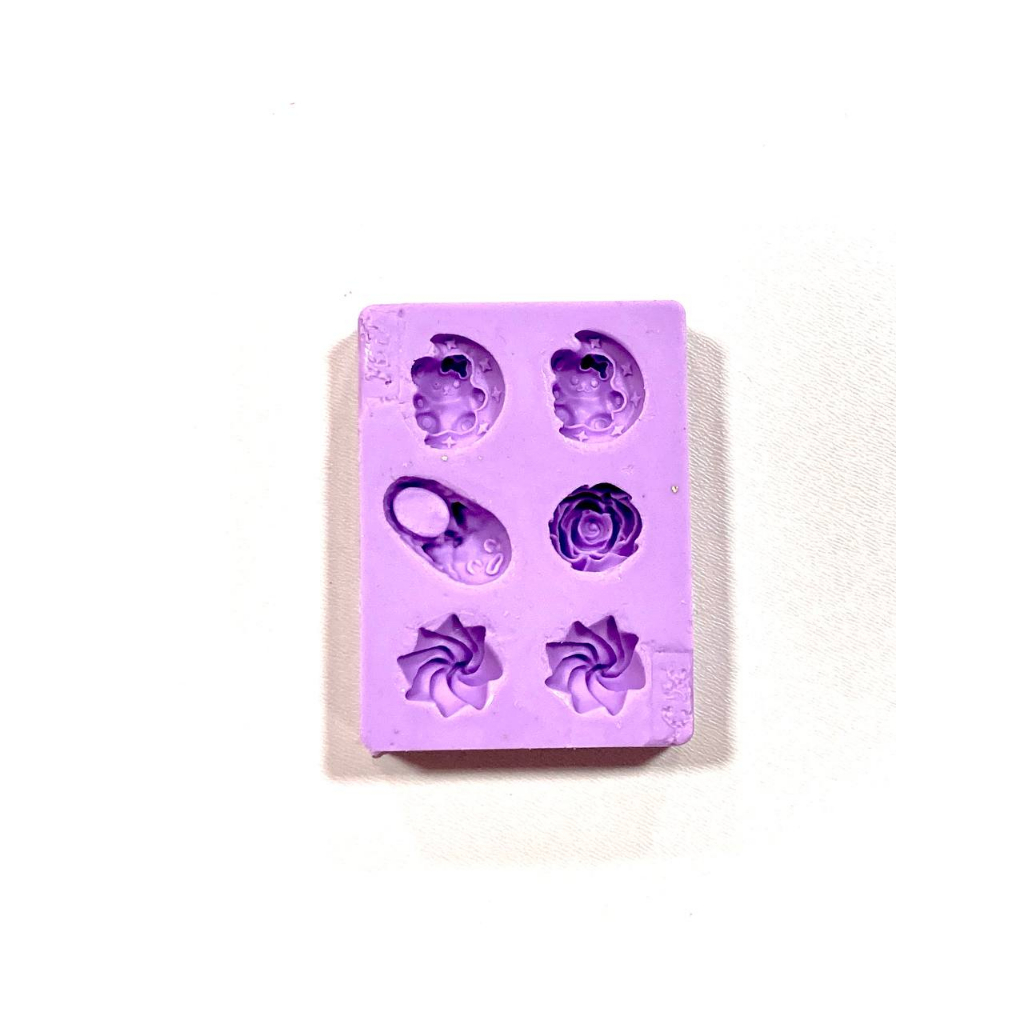 F1308 MOLDE DE SILICONE ROSA, SUSPIRO, URSO CONFEITARIA BISCUIT