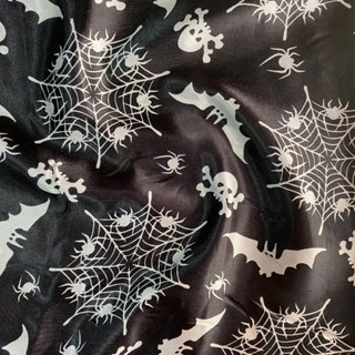 Tecido Cetim Estampado Halloween Preto 1,40m Festas e Fantasias Decorações