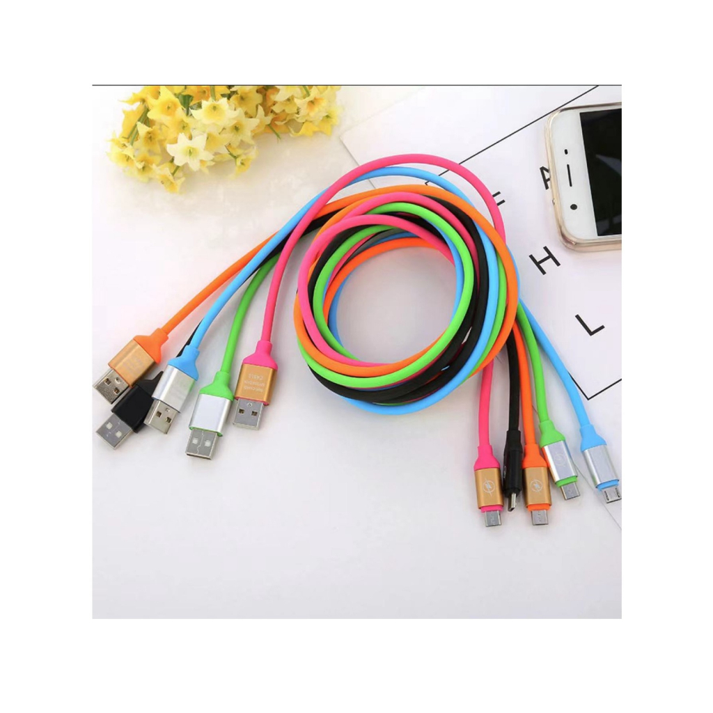 kit 3 Cabos  de Dados Emborrachado Colorido 1.2 Metros turbo em Oferta na Shopee