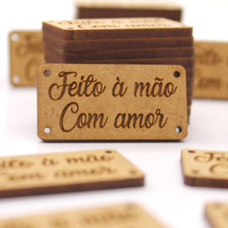 100 Apliques Tag 4x2cm Mdf Cru Artesanato Crochê Feito À Mão em Oferta na Shopee
