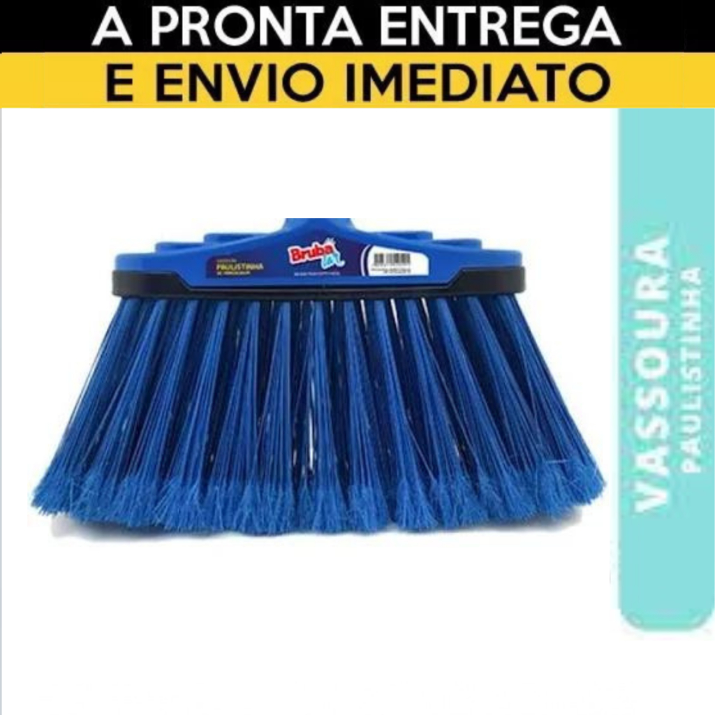 Vassoura Limpeza Multiuso Cerdas Coloridas Nylon de Base Plastica Sem cabo Belinha Paulistinha Cantoneira Pop