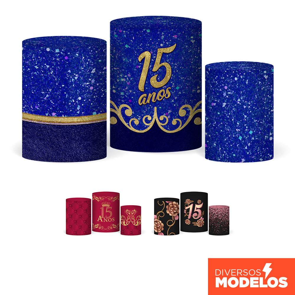 Trio Capa de Cilindro Decoração 15 Anos Veste Fácil em Tecido com Elástico em Oferta na Shopee