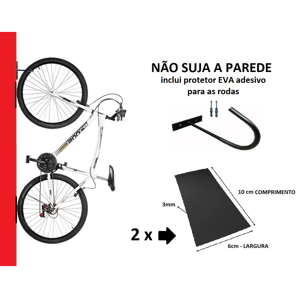 Suporte para Bicicleta Fixo de Parede com Protetor para Parede