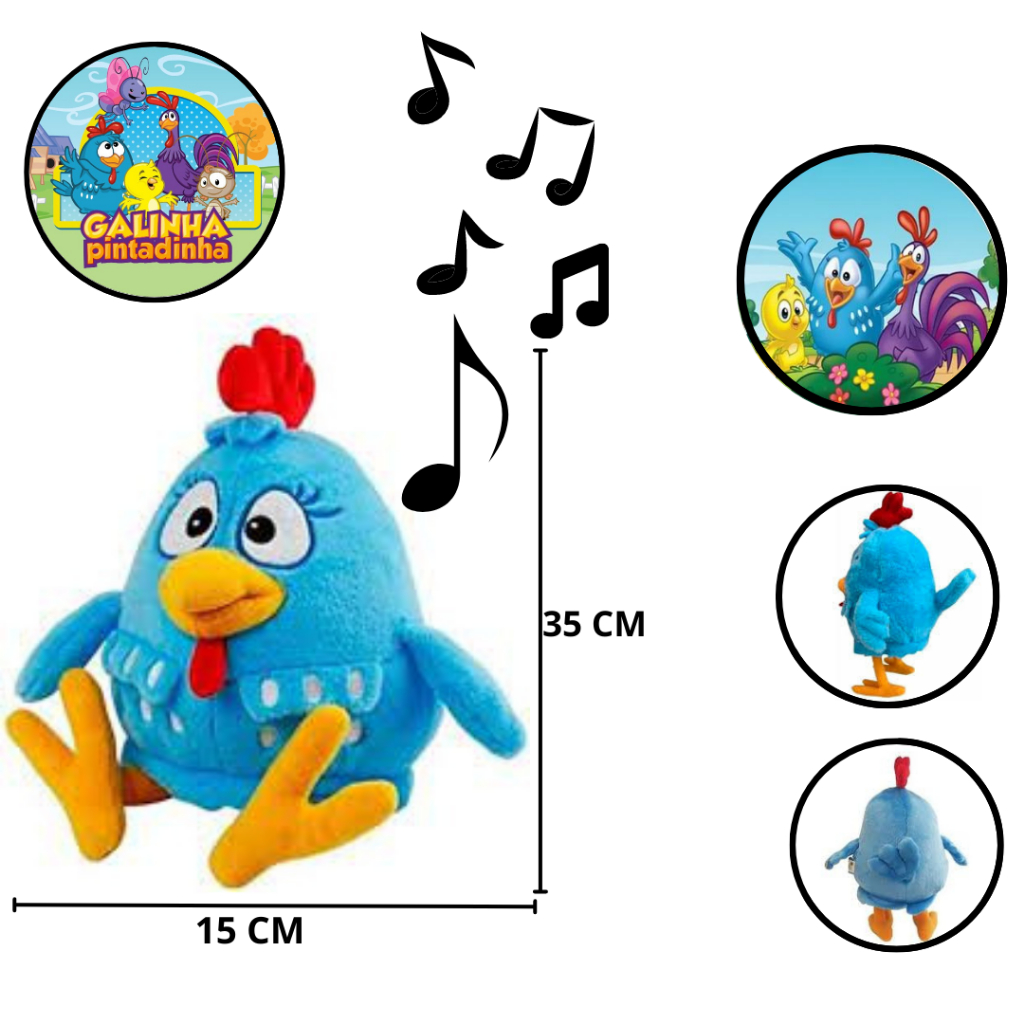 Galinha Pintadinha Pelúcia Musical 35Cm Antialérgico