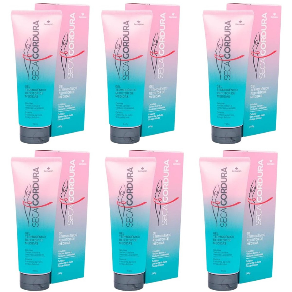 GEL TERMOGÊNICO REDUTOR DE MEDIDAS SECA GORDURA REDUTOR DE MEDIDAS 240gr DEMAZON KIT 06 UNIDADES