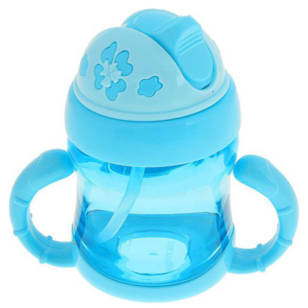 Copo De Transição Garrafa Infantil 220ml Com Alça E Canudo Garrafinha Bico de Silicone