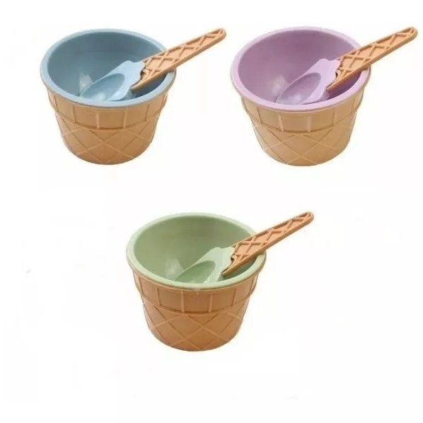 Pote Tigela Casquinha Sorvete Sobremesa Com Colher-200ML