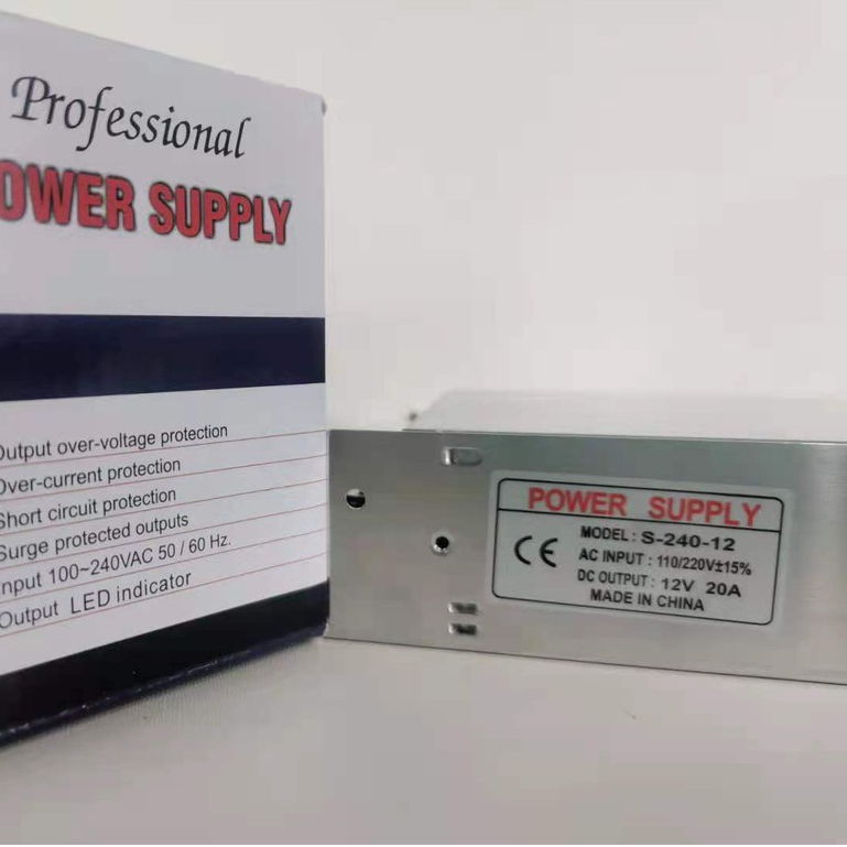Fonte Chaveada 12V 20A 240W Bivolt Automática Para Fita LED CFTV Som Automotivo Impressora 3D Automação