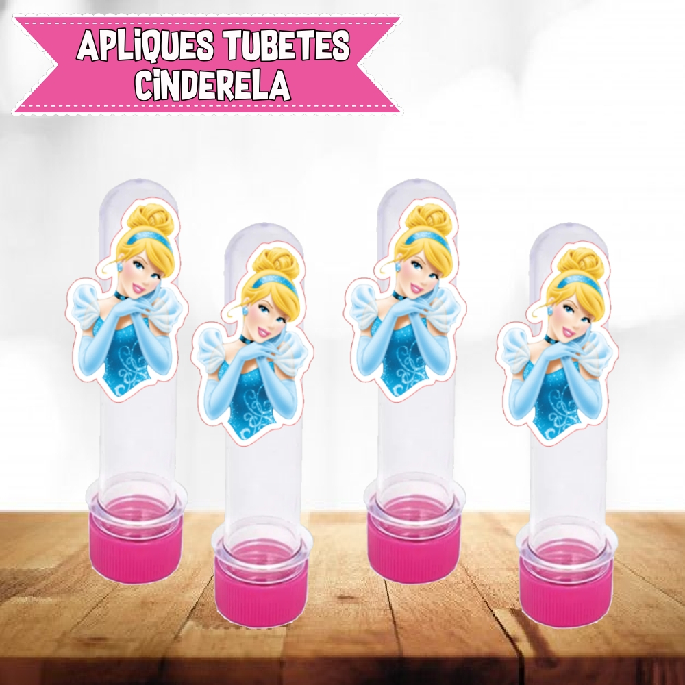 Apliques para Tubetes de 13cm - Busto - Tema Cinderela - Kit com 16un