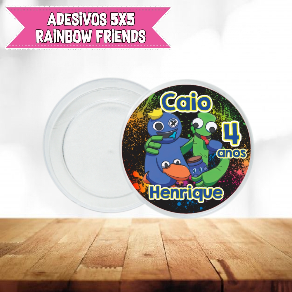 Adesivos Personalizados Para Latinhas - Redondos - Kit com 18un/36un - Lembrancinhas - Rainbow Friends