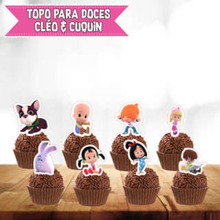 Topo para Doces - Decoração para Festa - Topper Kits com 10un/20un/30un/40 unidades - Tema Cléo & Cuquin em Oferta na Shopee