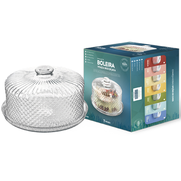 Conjunto Boleira Porta Bolo Vidro Bico De Jaca Vitazza em Oferta na Shopee