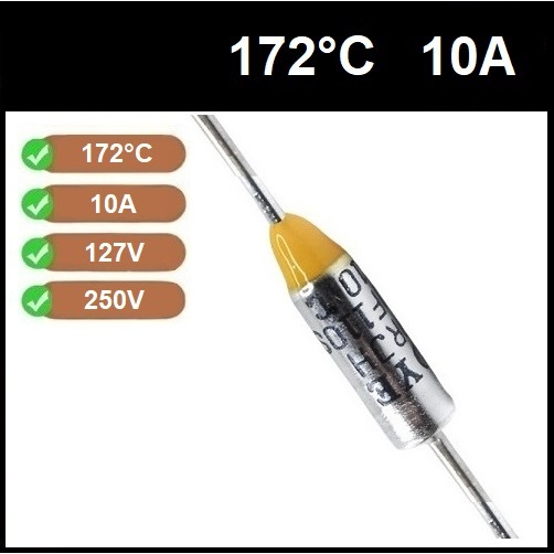 1 Fusível Térmico 10A 172 Graus 172°C 172° TF172 250V