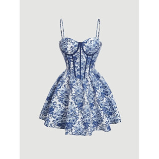 Vestido Curto Floral Romântico Rodado Princesa Tendência Moda Blogueira P ao Plus Size REF4011