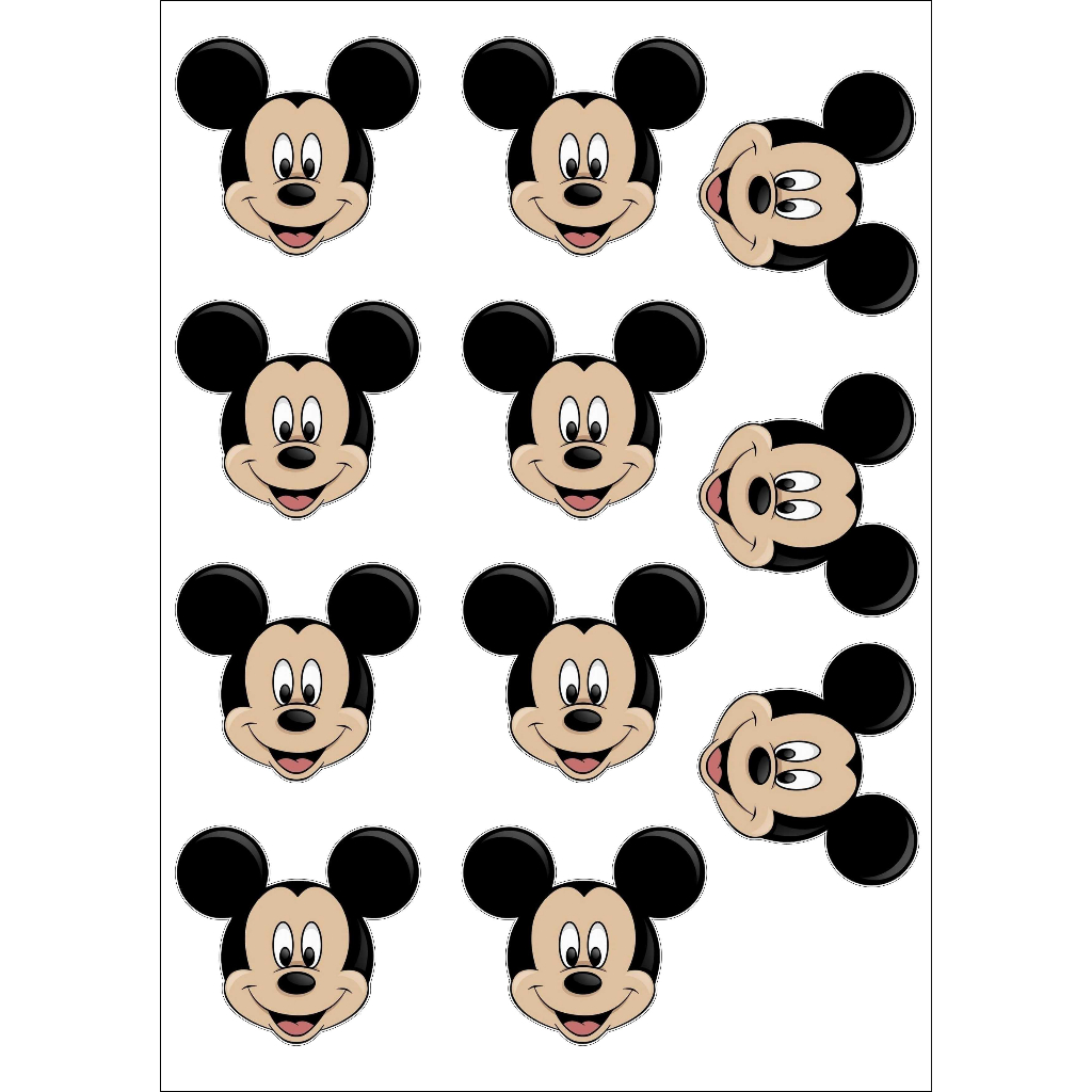 Adesivo Carinha do Mickey 6x6 Cartela com 11 adesivos á prova d'água, temos a pronta entrega em Oferta na Shopee