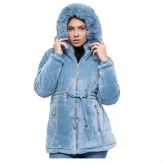 blusa jaqueta parka veludo capuz sobretudo casaco feminina