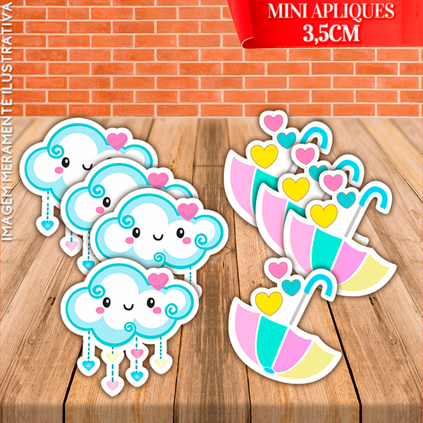 50 Apliques Chuva de Amor 3,5cm