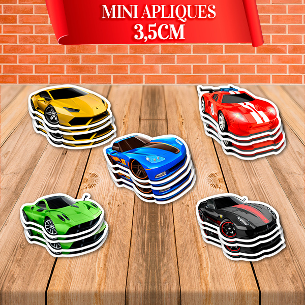 50 mini Apliques 3,5cm não adesivo  Hot Wheels