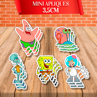 50 Apliques de Papel para decoração lembrancinhas 3,5cm Bob Esponja