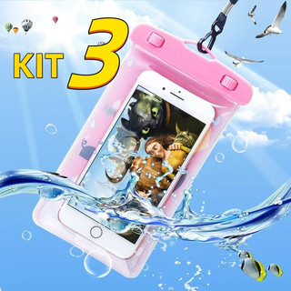3 Capa Bolsa Prova Dágua Impermeável Celular Transparente Universal