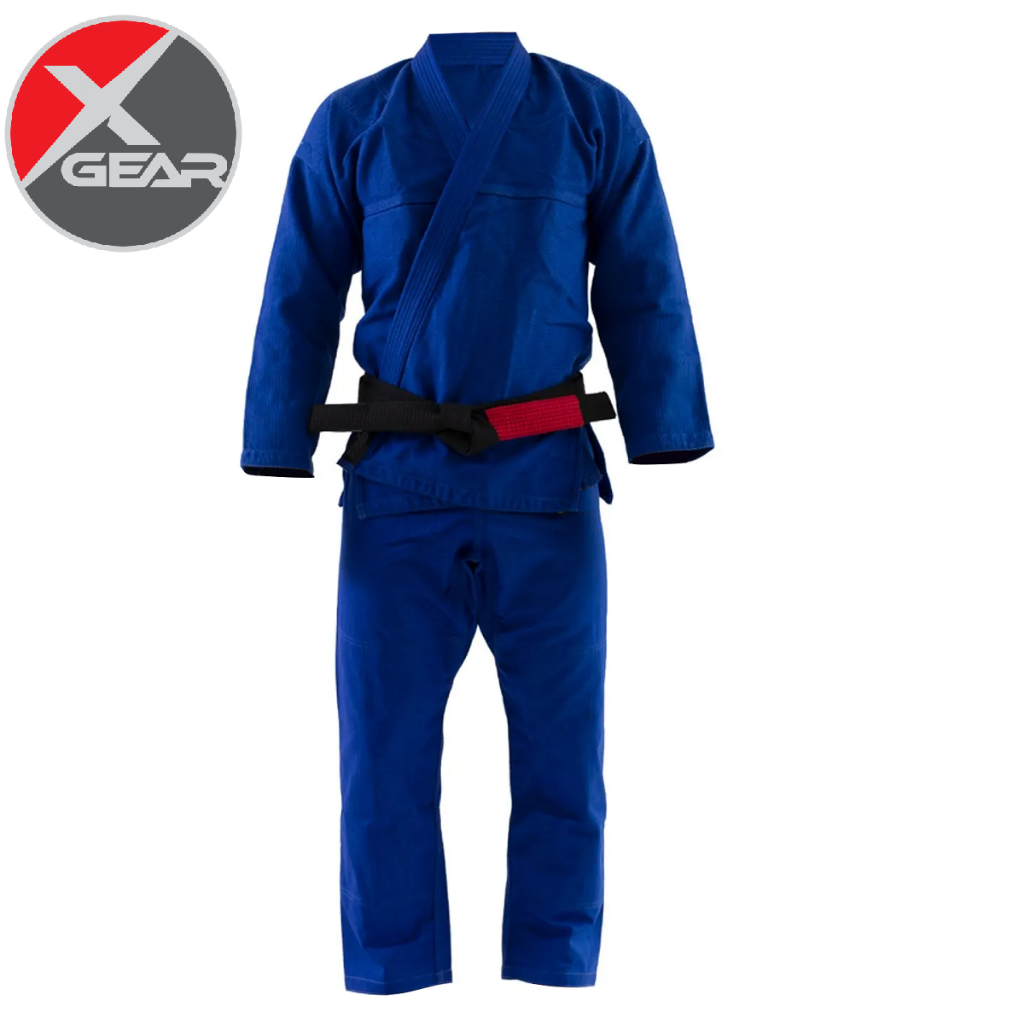 Kimono Jiu jitsu Pesado Trançado Azul Liso (720 gr/m linear  450 gr/m2) - Sem Faixa - XGear