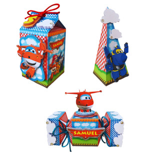 Lembrancinhas Personalizadas SUPER WINGS 3D Milk - Bala - Sushi - Cone - Sacolinha